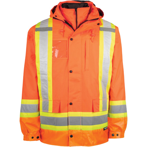 High-Visibility 7-in-1 Jacket, Polyester, High Visibility Orange, 3X-Large Helyx Safety & Industrial Supplies