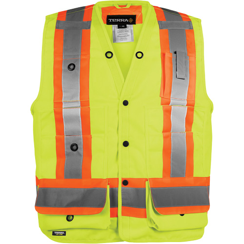Veste haute visibilit&eacute; pour arpenteur, Orange haute visibilit&eacute;, Petit, Polyester Helyx Safety & Industrial Supplies