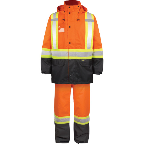 High-Visibility 150-Deniers Rain Suit, Polyester, 2X-Large, High Visibility Orange Helyx Safety & Industrial Supplies