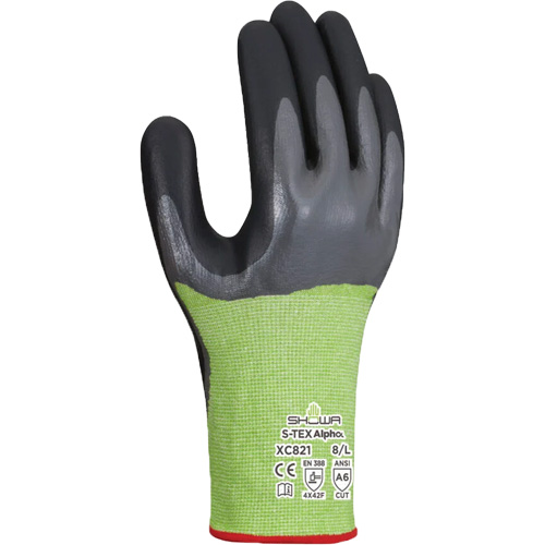 S-TEX Alpha XC821 Cut-Resistant Gloves, Size 6/Small, 18 Gauge, Nitrile Coated, Polyester/Nylon/Polyurethane/HPPE/Tungsten Shell, ASTM ANSI Level A6/EN 388 Level F Helyx Safety & Industrial Supplies