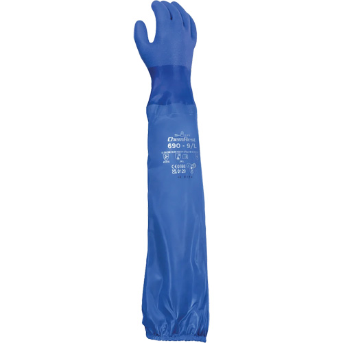 690 Chemical-Resistant Gloves, Size Medium/8, 26" L, Cotton/PVC Helyx Safety & Industrial Supplies