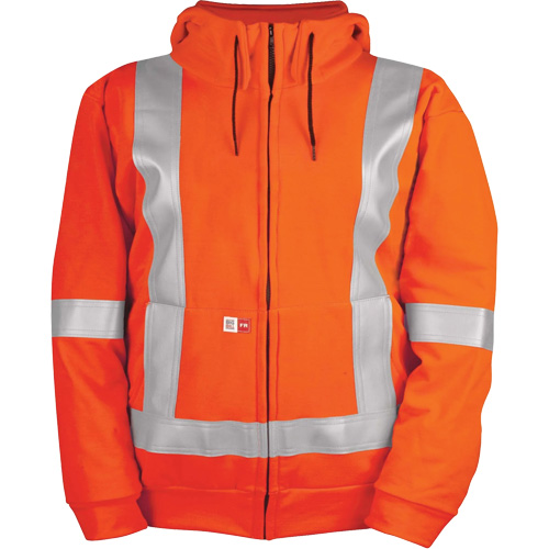 High-Visibility Wind Resistant Zip-Front Sweatshirt with DetachableHood, Men's, 5X-Large, High Visibility Orange, 27.7 cal/cm² Helyx Safety & Industrial Supplies