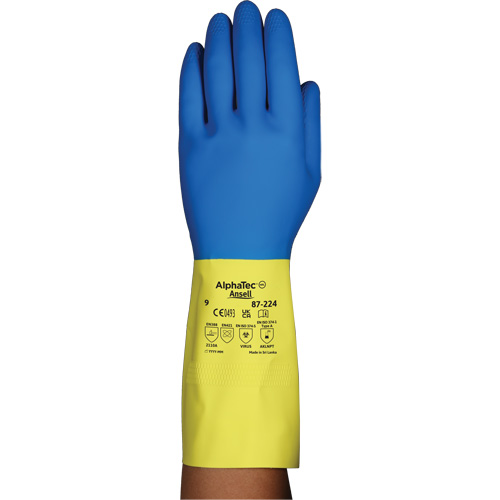Alphatec&reg; 87-224 Chemical-Resistant Gloves, Size 8, 12.8" L, Neoprene/Rubber Latex, Cotton/Flock-Lined Inner Lining, 26.8-mil Helyx Safety & Industrial Supplies