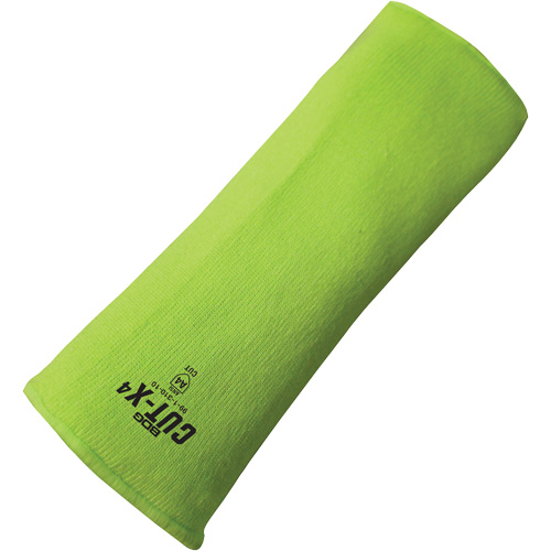Cut-X&reg; Cut-Resistant Sleeve, Fibreglass/Polyethylene, 16", ASTM ANSI Level A4, High Visibility Lime Helyx Safety & Industrial Supplies