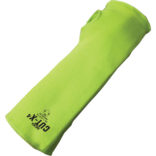 Cut-X&reg; Cut-Resistant Sleeve with Thumb Hole, Fibreglass/Polyethylene, 10", ASTM ANSI Level A4, High Visibility Lime Helyx Safety & Industrial Supplies