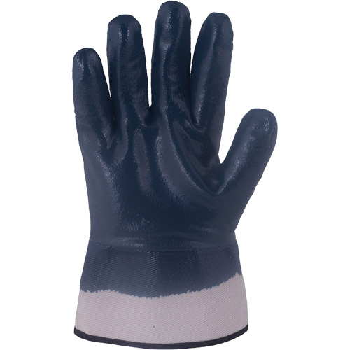 Gants bleu marine avec manchettes renforc&eacute;es &agrave; entoilage coll&eacute; Horizon, Moyen, R&ecirc;vetement Nitrile, Enveloppe en Jersey/Coton Helyx Safety & Industrial Supplies