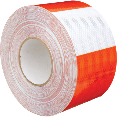 High Intensity Grade Flexible Work Zone Sheeting 382VHIP, 5" W x 150' L, Orange and White Helyx Safety & Industrial Supplies