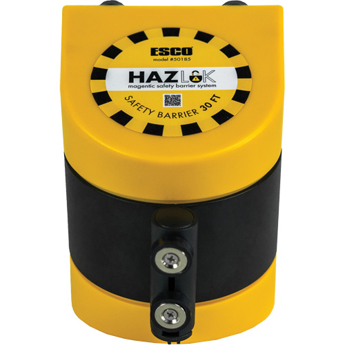 Syst&egrave;me de barri&egrave;re de s&eacute;curit&eacute; HAZLOK, Plastique, Fixation magn&eacute;tique, 30', Ruban Noir et jaune Helyx Safety & Industrial Supplies