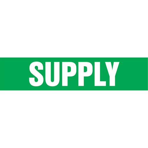 "Supply" Pipe Markers, Self-Adhesive, 4" H x 24" W, White on Green Helyx Safety & Industrial Supplies
