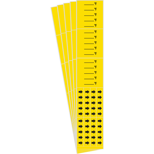 "Blank °F" Pipe Markers, Self-Adhesive, 2-1/4" H x 14" W, Black on Yellow Helyx Safety & Industrial Supplies