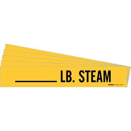 "LB. Steam" Pipe Markers, Self-Adhesive, 2-1/4" H x 2-3/4" W, Black on Yellow Helyx Safety & Industrial Supplies