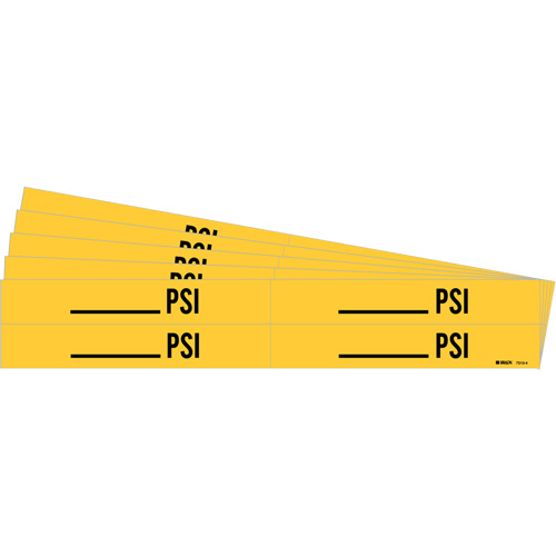Marqueurs de tuyau avec espace vierge suivi de PSI, Autocollant, 1-1/8" h x 7" la, Noir sur jaune Helyx Safety & Industrial Supplies