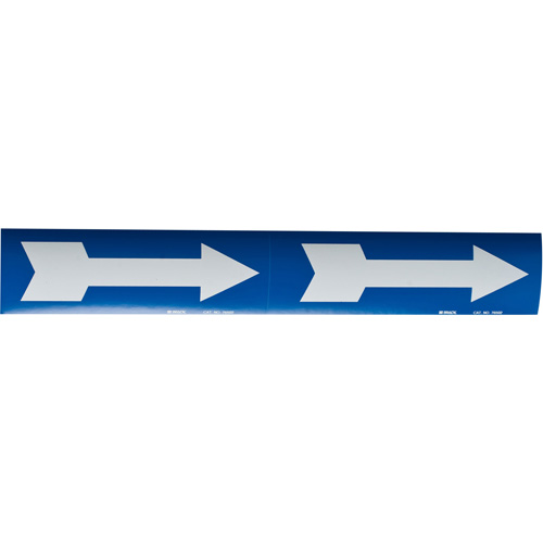 Arrow Pipe Markers, Self-Adhesive, 4" H x 12" W, White on Blue Helyx Safety & Industrial Supplies