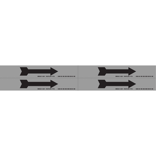 Arrow Pipe Marker, Self-Adhesive, 1-1/8" H x 7" W, Black on Aluminum Helyx Safety & Industrial Supplies