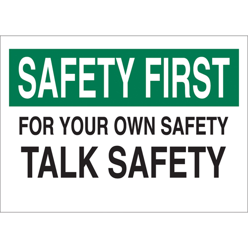 Enseigne  Talk Safety , 10" x 14", Aluminium, Anglais Helyx Safety & Industrial Supplies