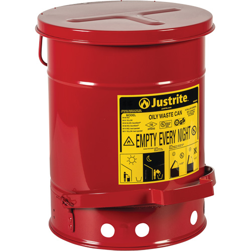 Oily Waste Cans, FM Approved/UL Listed, 6 US Gal., Red Helyx Safety & Industrial Supplies
