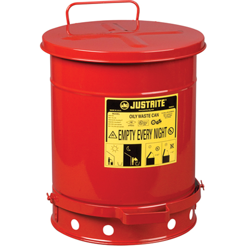 Oily Waste Cans, FM Approved/UL Listed, 10 US gal., Red Helyx Safety & Industrial Supplies
