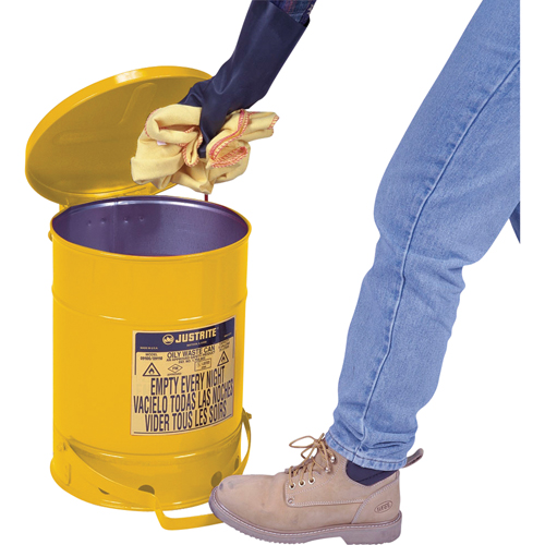 Contenants pour d&eacute;chets huileux, Homologu&eacute; FM/List&eacute; UL, 14 gal. US, Jaune Helyx Safety & Industrial Supplies