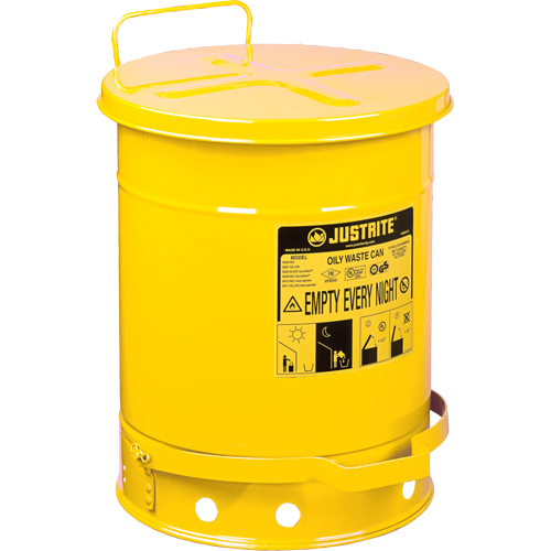 Contenants pour d&eacute;chets huileux, Homologu&eacute; FM/List&eacute; UL, 14 gal. US, Jaune Helyx Safety & Industrial Supplies