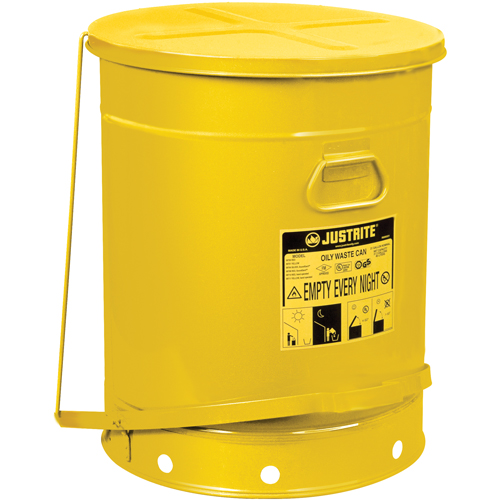 Oily Waste Cans, FM Approved/UL Listed, 21 US gal., Yellow Helyx Safety & Industrial Supplies