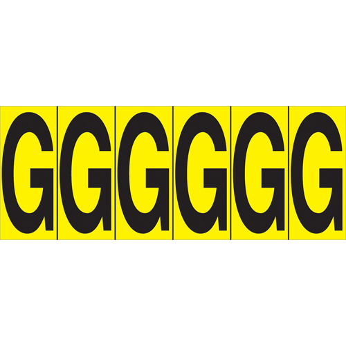 Individual Adhesive Letter Markers, G, 2-15/16" H, Black on Yellow Helyx Safety & Industrial Supplies