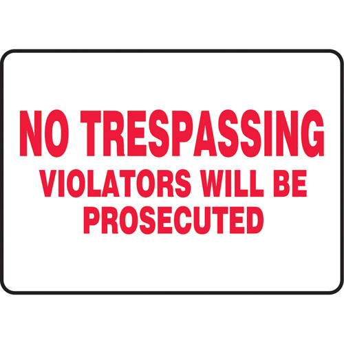 "No Trespassing" Sign, 10" x 14", Vinyl, English Helyx Safety & Industrial Supplies