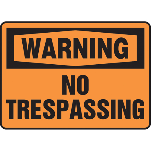 "No Trespassing" Sign, 10" x 14", Vinyl, English Helyx Safety & Industrial Supplies