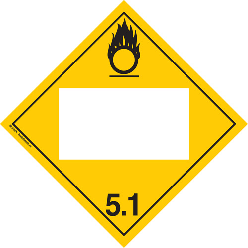 Oxidizer TDG Placard, Adhesive Vinyl Helyx Safety & Industrial Supplies