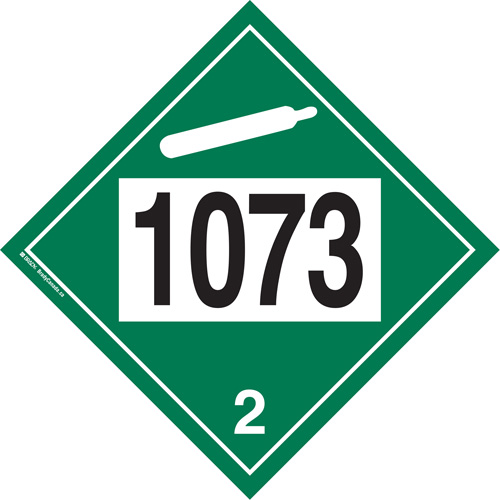 1073 Liquefied Oxygen Non-Flammable Gas TDG Placard, Plastic Helyx Safety & Industrial Supplies