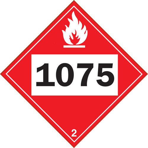 1075 Liquefied Petroleum Flammable Gas TDG Placard, Plastic Helyx Safety & Industrial Supplies