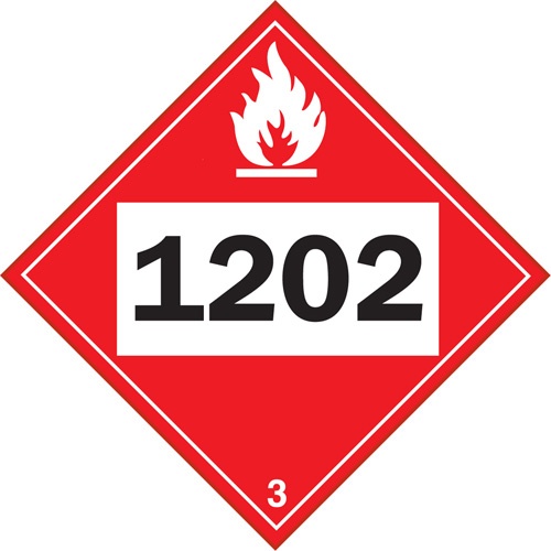 1202 Fuel Oil Flammable Liquid TDG Placard, Adhesive Vinyl Helyx Safety & Industrial Supplies