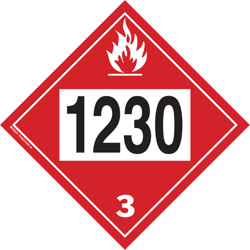 1230 Methanol TDG Placard, Plastic Helyx Safety & Industrial Supplies