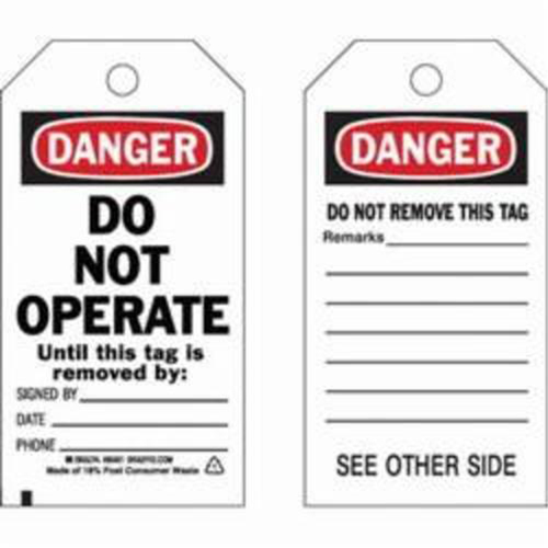 Self-Laminating Safety Tags, Polyester, 3" W x 5-3/4" H, English Helyx Safety & Industrial Supplies