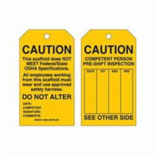 &eacute;tiquettes de s&eacute;curit&eacute; pour les &eacute;chafaudages, Polyester, 4" la x 7" h, Anglais Helyx Safety & Industrial Supplies