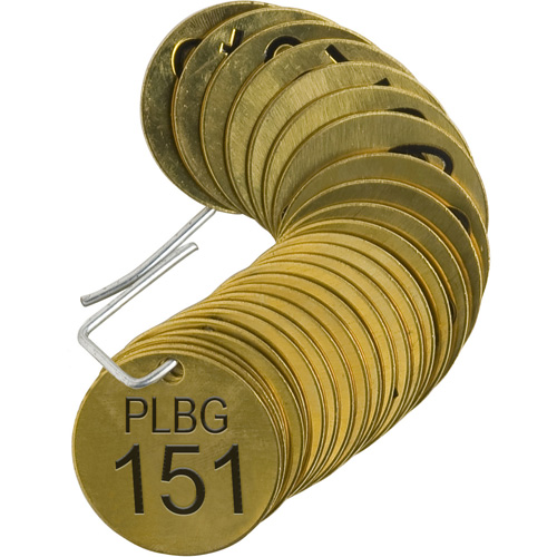 &eacute;tiquettes num&eacute;rot&eacute;es pour vannes PLPG, # 151-175, Laiton, 1,5" dia. Helyx Safety & Industrial Supplies