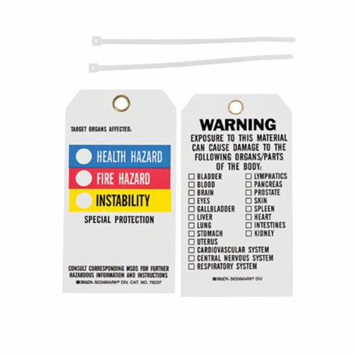 Right-To-Know Tags, Polyester, 3" W x 5-3/4" H, English Helyx Safety & Industrial Supplies