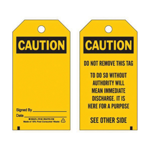 Accident Prevention Tags, Polyester, 3" W x 5-3/4" H, English Helyx Safety & Industrial Supplies
