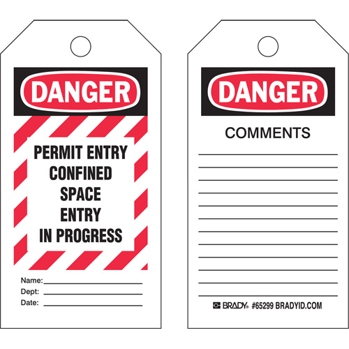 &eacute;tiquettes Confined Space, Polyester, 3" la x 5-3/4" h, Anglais Helyx Safety & Industrial Supplies