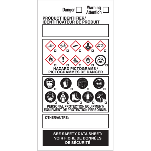 OTS WHMIS Labels, Vinyl, Sheet, 4" L x 2" W Helyx Safety & Industrial Supplies