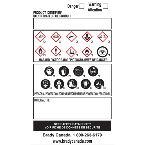 &eacute;tiquettes SIMDUT fabriqu&eacute;es sur place, Vinyle, Feuille, 5" lo x 5" la Helyx Safety & Industrial Supplies