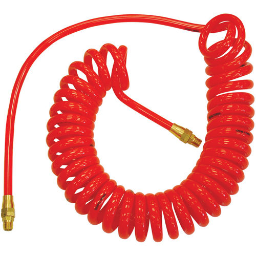Tuyaux &agrave; air autor&eacute;tractables en polyur&eacute;thane Flexcoil a/raccords, Air, 1/4" DI x 25' lo, Polyur&eacute;thane, 140 psi &agrave; 23 °C Helyx Safety & Industrial Supplies