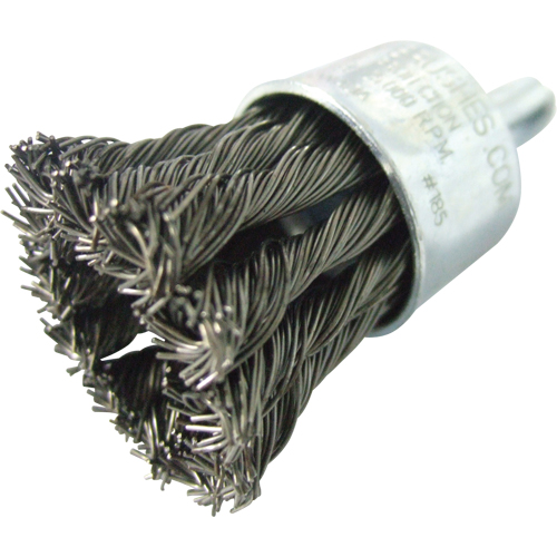 Knotted Wire End Brushes, 1" Dia., 0.020" Wire Dia., 1/4" Shank Helyx Safety & Industrial Supplies