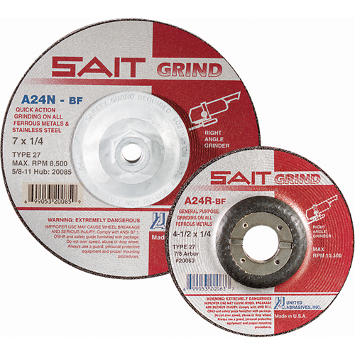 A24N Fast Grinding Wheel, 6" x 1/4", 7/8" Arbor, Aluminum Oxide, Type 27 Helyx Safety & Industrial Supplies