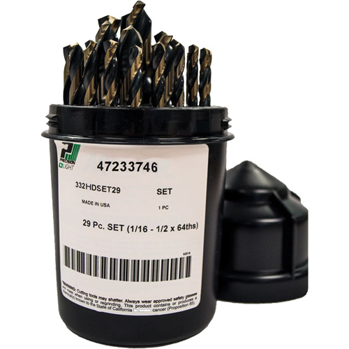 Heavy-Duty Drill Bit Set , 29 Pieces, High Speed Steel Helyx Safety & Industrial Supplies