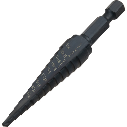 Foret &eacute;tag&eacute; no 1, 1/8" - 1/2", Incr&eacute;ments de 1-3/2", Acier rapide Helyx Safety & Industrial Supplies