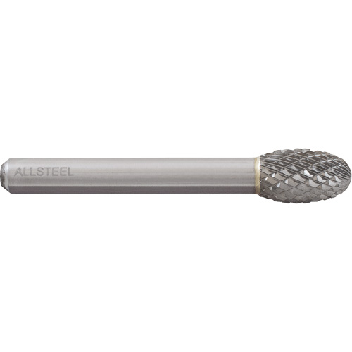 ALLSTEEL Egg Shape Carbide Burr, SE-5, 1/2" Dia., 1/4" Shank, 7/8" Depth of Cut Helyx Safety & Industrial Supplies