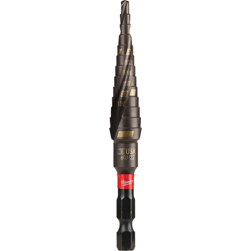 #1 Shockwave Impact Duty Step Drill Bit, 1/2" - 1-1/8" , 1/32" Increments, Titanium Helyx Safety & Industrial Supplies