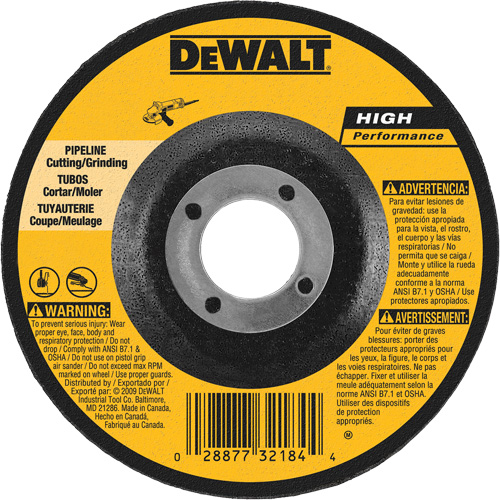 High Performance Pipeline Wheel, 5" x 1/8", 7/8" Arbor, Aluminum Oxide, Type 27 Helyx Safety & Industrial Supplies