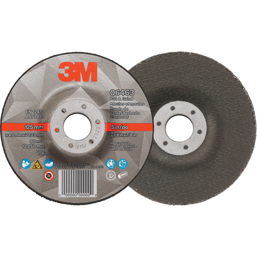 Cut & Grind Wheel, 5" x 1/8", 7/8" Arbor, Type 27, Ceramic Helyx Safety & Industrial Supplies