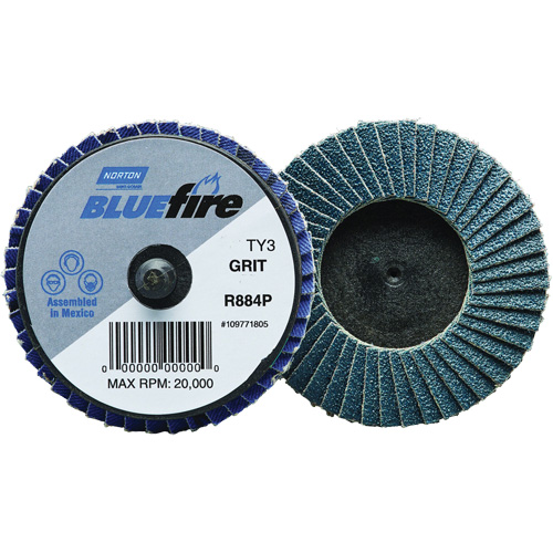 Mini-disque &agrave; lamelles R884P BlueFire, 3" x Type 27, Grain P40, Alumine de zirconium Helyx Safety & Industrial Supplies